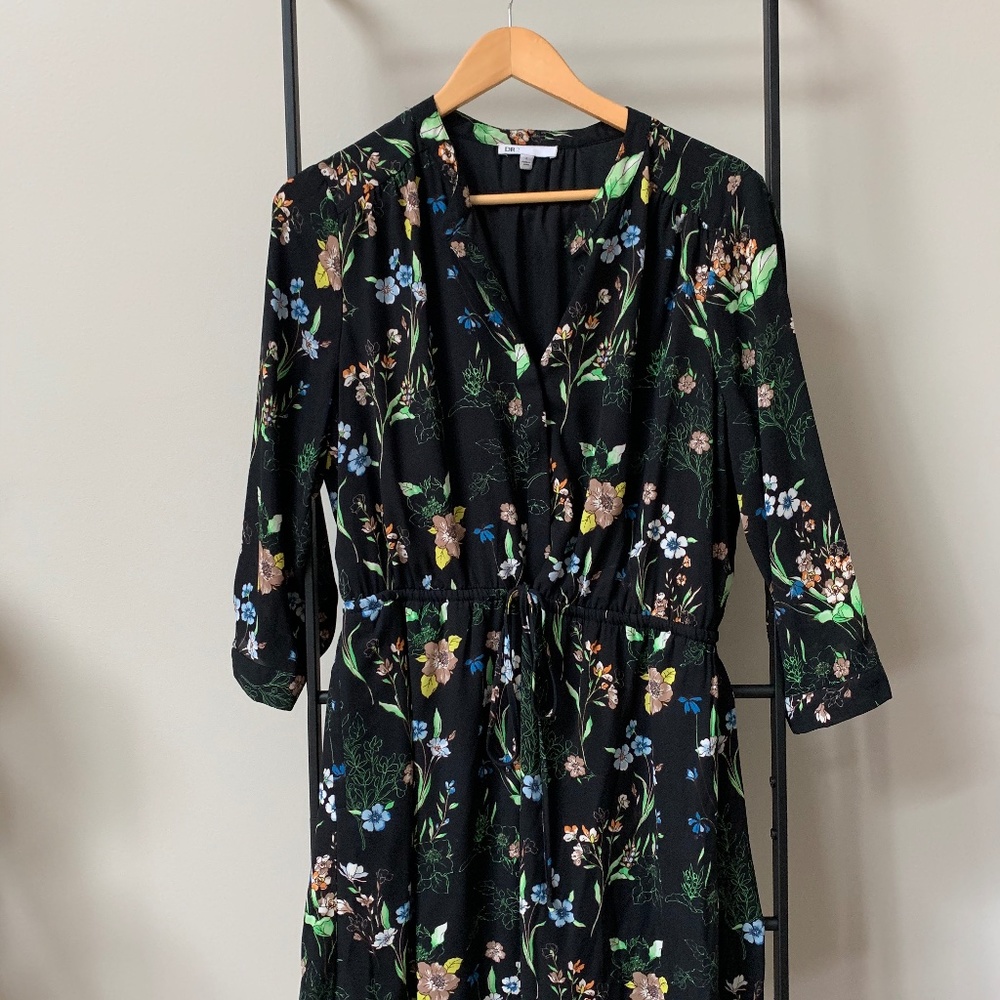 DR2 Black Floral Long Sleeve Dress